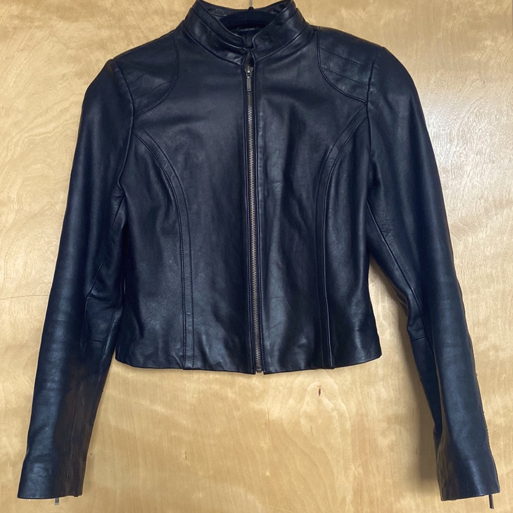 Genuine Leather Moto Jacket, Small